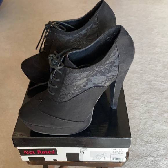 Not Rated Black Lace-Up Heels - Picture 1 of 10